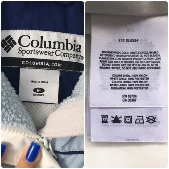 Columbia Light Blue/White Hooded Coat size MED - Picture 8 of 8